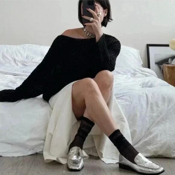 Dolce Vita Beny Flats Size 7.5 Silver Distressed Leather Loafer Preppy Old Money - Picture 5 of 16